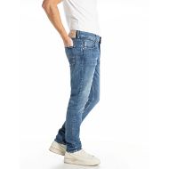 Picture of REPLAY MEN'S MICKYM SLIM-FIT JEANS 10.5 OZ DARK INDIGO SUPER STRETCH DENIM IN MEDIUM BLUE 2