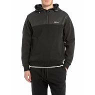 Picture of REPLAY MEN'S TECHNICAL FLEECE HOODY IN BLACK 1