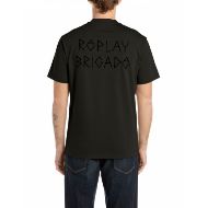 Picture of REPLAY MEN'S COTTON T-SHIRT WITH REPLAY BRIGADE PRINT IN BLACK 2