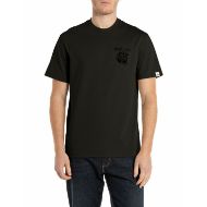 Picture of REPLAY MEN'S COTTON T-SHIRT WITH REPLAY BRIGADE PRINT IN BLACK 1