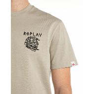 Picture of REPLAY MEN'S COTTON T-SHIRT WITH REPLAY BRIGADE PRINT IN SAND 3