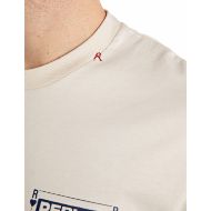 Picture of REPLAY MEN'S COTTON JERSEY T-SHIRT WITH MINI AND MAXI PRINT IN CREAM 5