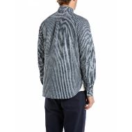 Picture of REPLAY MEN'S STRIPED DENIM SHIRT IN MEDIUM BLUE 2