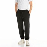 Picture of REPLAY MEN'S REGULAR-FIT TECH FLEECE JOGGERS WITH ZIPPERS IN BLACK 1