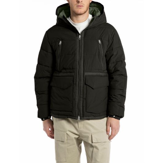Show details for REPLAY MEN'S RECYCLED NYLON TASLAN JACKET IN BLACK 1 - FanPoint Picture of REPLAY MEN'S RECYCLED NYLON TASLAN JACKET IN BLACK 1