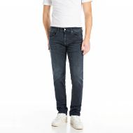 Picture of REPLAY MEN'S GROVER STRAIGHT-FIT JEANS 11.5 OZ HYPERFLEX BLUE BLACK DENIM IN DARK BLUE 1