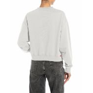 Picture of REPLAY WOMEN'S CROPPED SWEATSHIRT WITH EMBROIDERY IN NATURAL WHITE 2