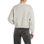 Picture of REPLAY WOMEN'S BOXY-FIT SWEATSHIRT WITH ROSES IN LIGHT GREY MELANGE 2