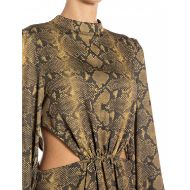 Picture of REPLAY WOMEN'S MIDI SNAKE PRINTED DRESS IN COFFE/YELLOW LEAF 6