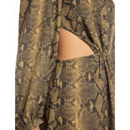 Picture of REPLAY WOMEN'S MIDI SNAKE PRINTED DRESS IN COFFE/YELLOW LEAF 5
