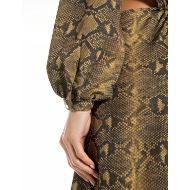 Picture of REPLAY WOMEN'S MIDI SNAKE PRINTED DRESS IN COFFE/YELLOW LEAF 4
