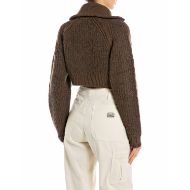Picture of REPLAY WOMEN'S WOOL BLEND CARDIGAN WITH SHERPA EFFECT IN WOOD 2