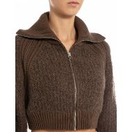 Picture of REPLAY WOMEN'S WOOL BLEND CARDIGAN WITH SHERPA EFFECT IN WOOD 3