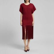 Picture of REPLAY WOMEN'S FRINGED MIDI DRESS IN RED 1
