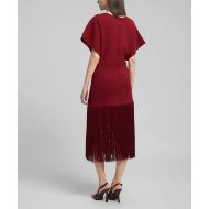 Picture of REPLAY WOMEN'S FRINGED MIDI DRESS IN RED 3