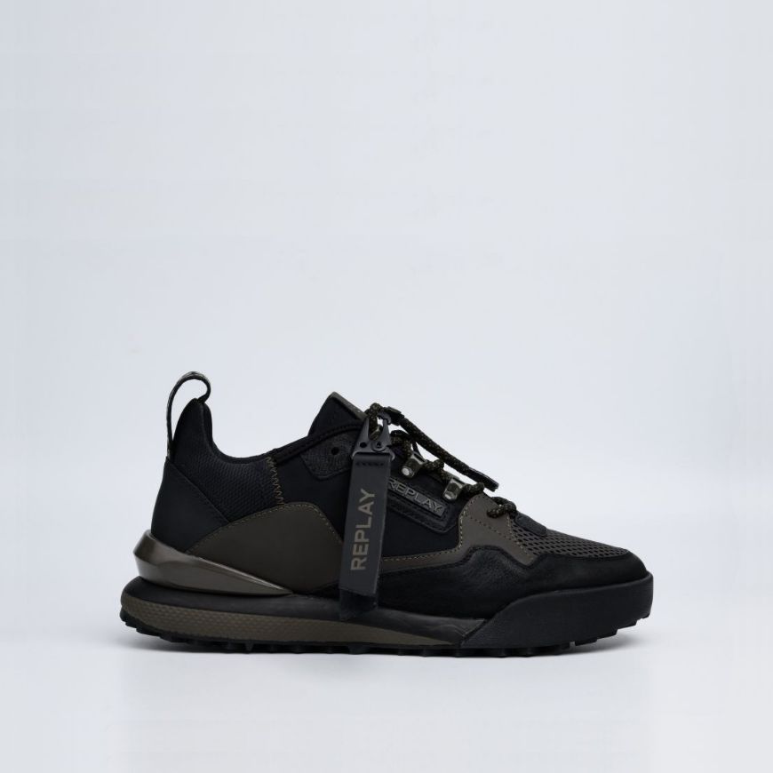 Picture of REPLAY MEN'S FIELD 2.0 FAST SNEAKERS IN BLACK AND GREEN