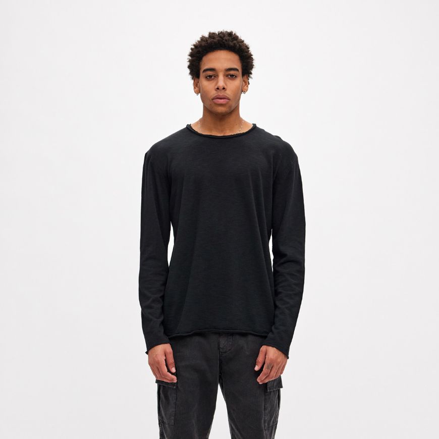 Picture of DIRTY LAUNDRY MEN'S RAW EDGES LONGSLEEVE IN BLACK