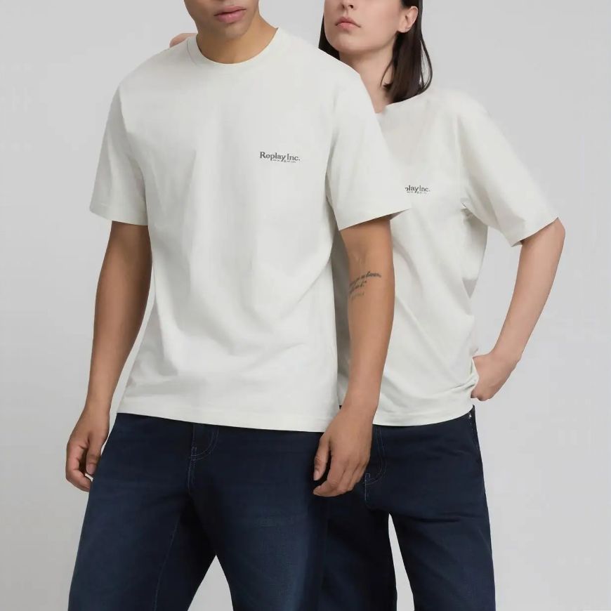 Picture of REPLAY MEN'S INC T-SHIRT WITH REPLAY INC. LOGO IN IVORY