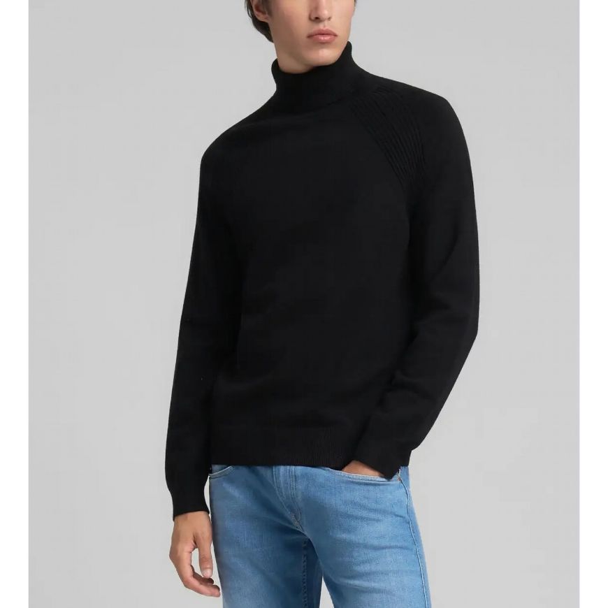 Picture of REPLAY MEN'S REGULAR-FIT TURTLE-NECK PULLOVER IN BLACK