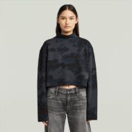 Picture of G-STAR WOMEN'S OVERSIZED CROPPED TURTLE SWEATER IN INDIA INK FOREST CAMO 1