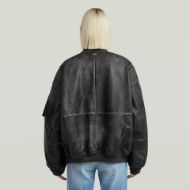 Picture of G-STAR WOMEN'S LEATHER MACRO BALLOON BOMBER JACKET IN GREY 3