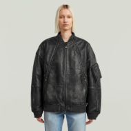 Picture of G-STAR WOMEN'S LEATHER MACRO BALLOON BOMBER JACKET IN GREY 1