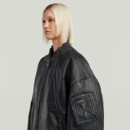 Picture of G-STAR WOMEN'S LEATHER MACRO BALLOON BOMBER JACKET IN GREY 2