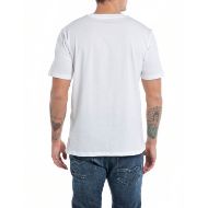 Picture of REPLAY MEN'S JERSEY T-SHIRT WITH DOG PRINT IN WHITE 2