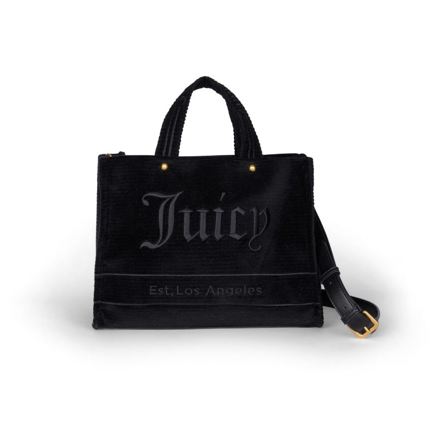 Picture of JUICY COUTURE WOMEN'S IRIS VELVET MEDIUM SHOPPING BAG IN BLACK