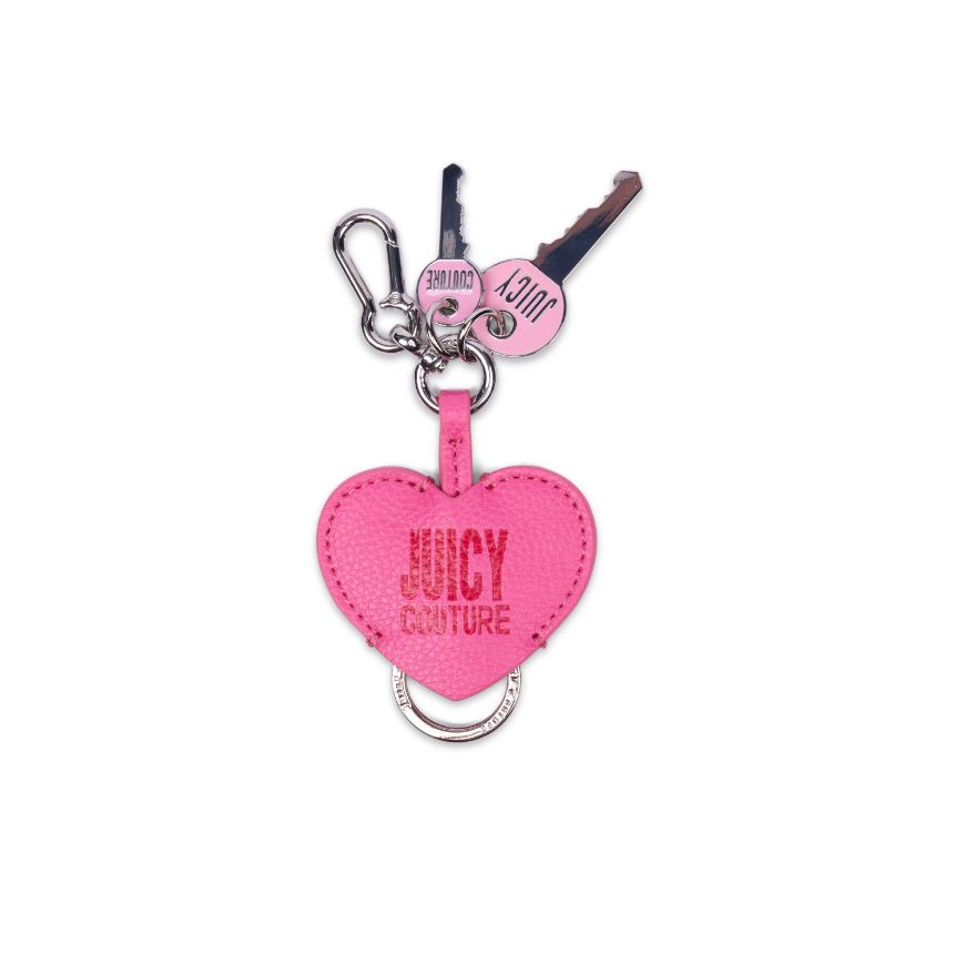 Picture of JUICY COUTURE WOMEN'S HEART KEYCHAIN IN SHINY NICKEL/JUICY PINK