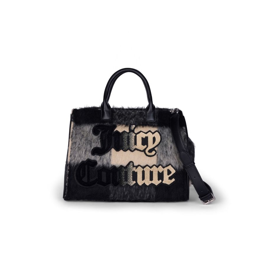 Picture of JUICY COUTURE WOMEN'S IRIS TAPESTRY PATCH MEDIUM SHOPPING BAG IN BLACK