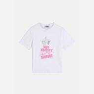 Снимка на JUICY COUTURE ДАМСКА ВТАЛЕНА ТЕНИСКА С HER MAJESTY GLITTER ПРИНТ В БЯЛО 1