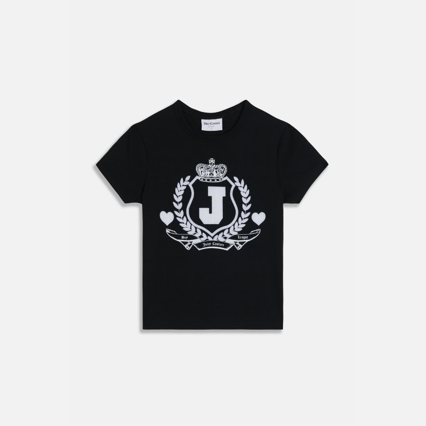Снимка на JUICY COUTURE ДАМСКА ВТАЛЕНА ТЕНИСКА С JUICY CREST ЛОГО В ЧЕРНО