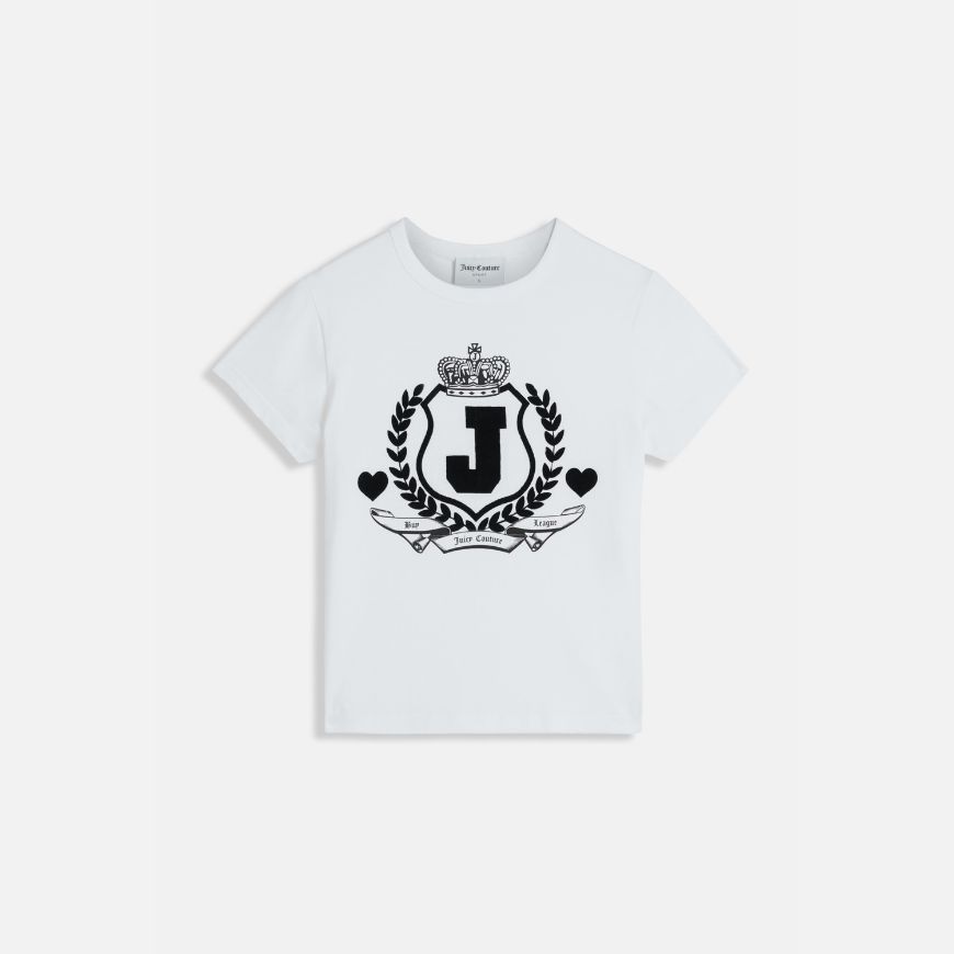 Снимка на JUICY COUTURE ДАМСКА ВТАЛЕНА ТЕНИСКА С JUICY CREST ЛОГО В БЯЛО