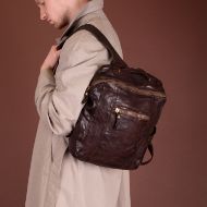 Picture of CAMPOMAGGI MEN'S SAMBUKO LEATHER BACKPACK IN BROWN 7