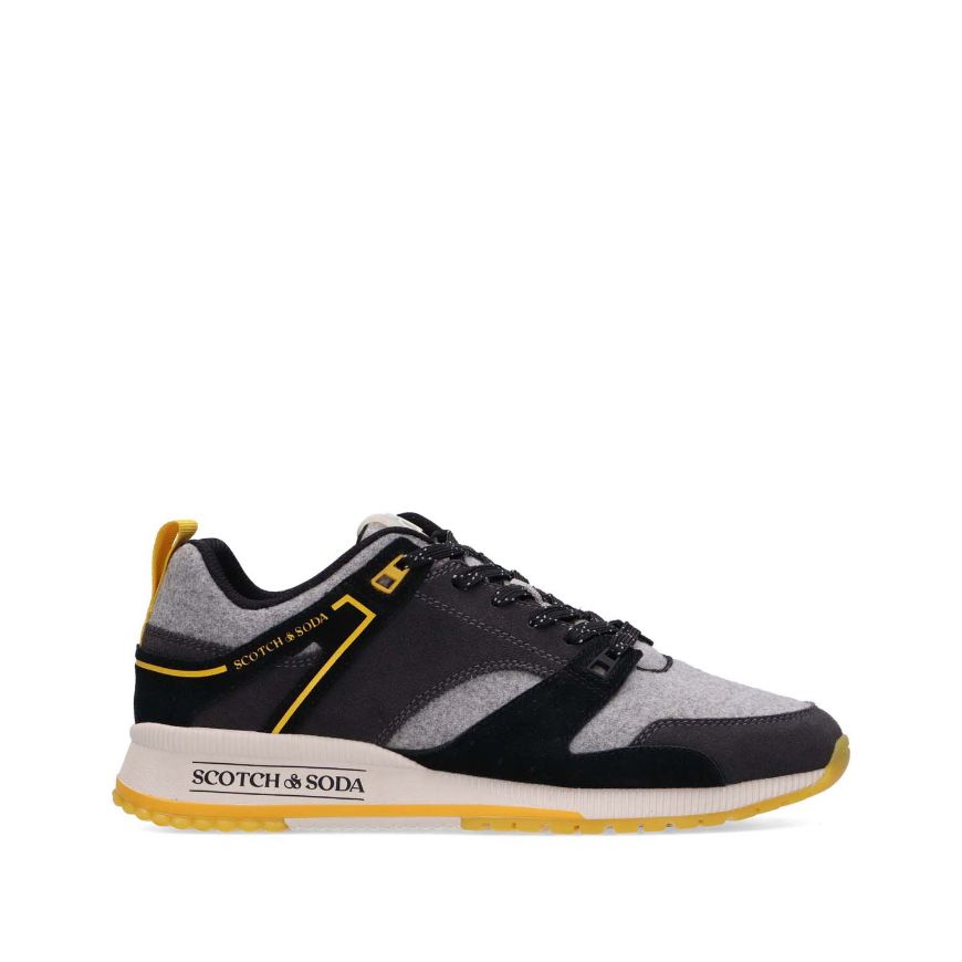 Picture of SCOTCH&SODA MEN'S VIVEX LEATHER SNEAKERS IN GREY