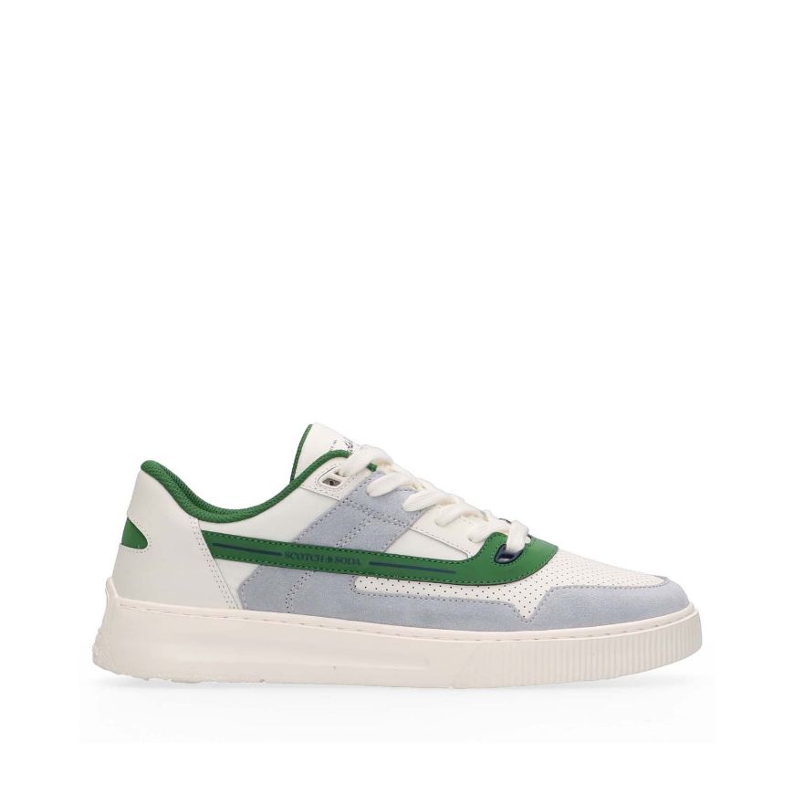 Picture of SCOTCH&SODA MEN'S COLEMAN SUEDE AND LEATHER SNEAKERS IN WHITE