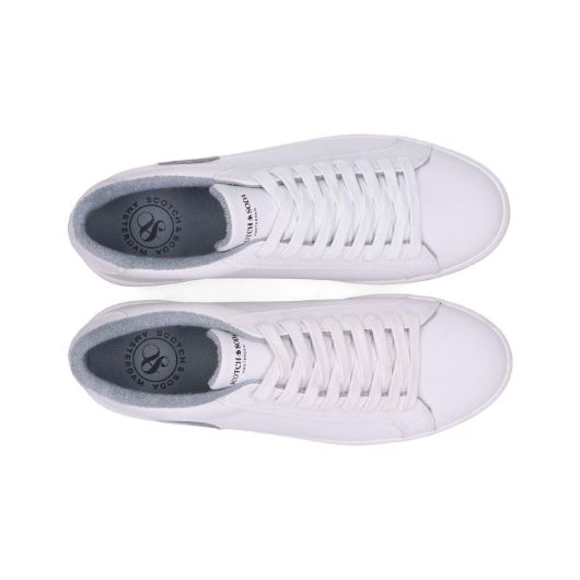 Show details for SCOTCH&SODA MEN'S PLAKKA LEATHER SNEAKERS IN WHITE 3 - FanPoint Picture of SCOTCH&SODA MEN'S PLAKKA LEATHER SNEAKERS IN WHITE 3