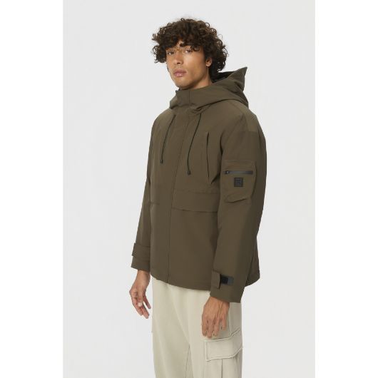 Show details for DIRTY LAUNDRY MEN'S HOODED JACKET IN KHAKI 2 - FanPoint Picture of DIRTY LAUNDRY MEN'S HOODED JACKET IN KHAKI 2