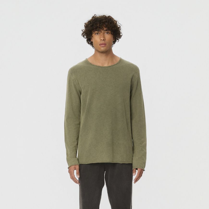 Picture of DIRTY LAUNDRY MEN'S RAW EDGES LONGSLEEVE IN VINTAGE KHAKI