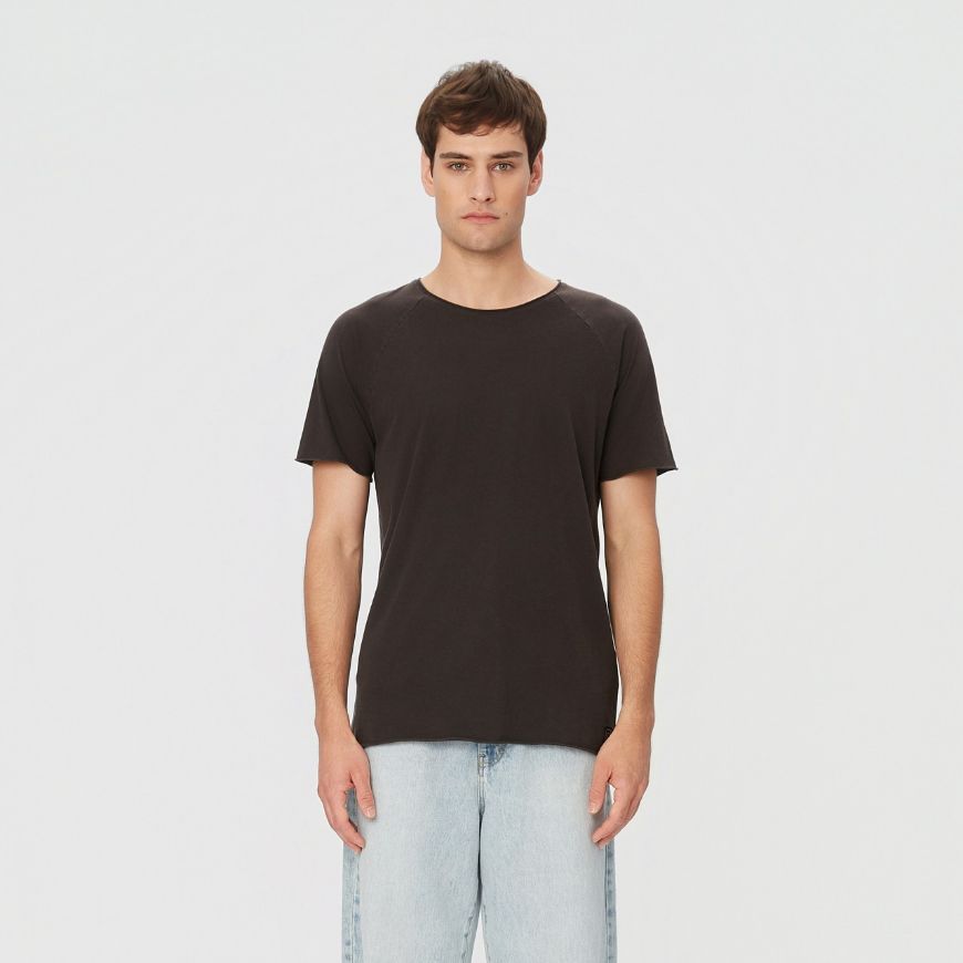Picture of DIRTY LAUNDRY MEN'S RAW EDGE RAGLAN T-SHIRT IN VINTAGE BLACK