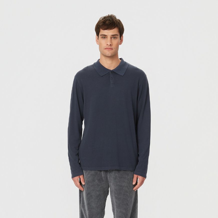 Picture of DIRTY LAUNDRY MEN'S POLO LONGSLEEVE IN VINTAGE BLUE