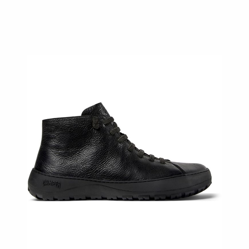 Picture of CAMPER MEN'S PEU SERRA LEATHER ANKLE BOOTS IN BLACK