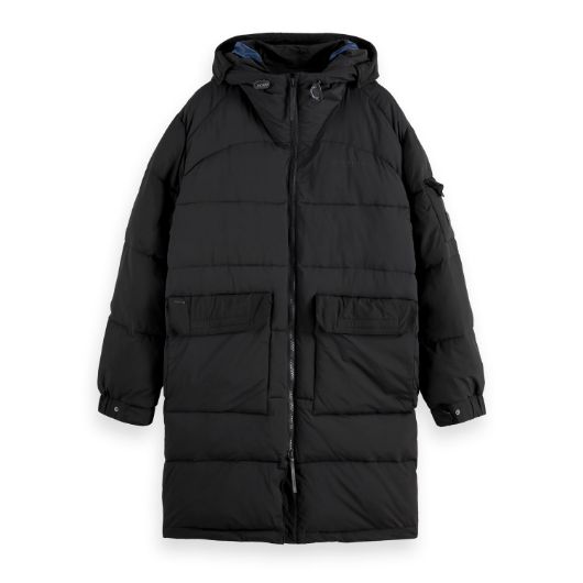 Показвай детайлите за SCOTCH&SODA MEN'S LONG PUFFER JACKET IN BLACK 1 - FanPoint Снимка на SCOTCH&SODA MEN'S LONG PUFFER JACKET IN BLACK 1