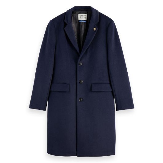 Показвай детайлите за SCOTCH&SODA MEN'S CLASSIC WOOL COAT IN NAVY 1 - FanPoint Снимка на SCOTCH&SODA MEN'S CLASSIC WOOL COAT IN NAVY 1