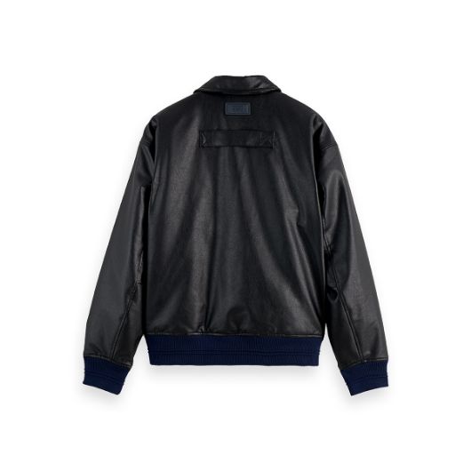 Показвай детайлите за SCOTCH&SODA MEN'S FAUX LEATHER PUFFER IN BLACK 2 - FanPoint Снимка на SCOTCH&SODA MEN'S FAUX LEATHER PUFFER IN BLACK 2