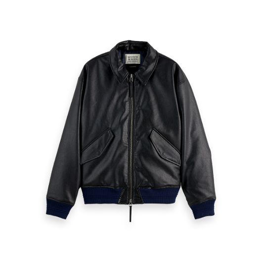 Показвай детайлите за SCOTCH&SODA MEN'S FAUX LEATHER PUFFER IN BLACK 1 - FanPoint Снимка на SCOTCH&SODA MEN'S FAUX LEATHER PUFFER IN BLACK 1