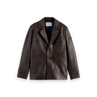 Снимка на SCOTCH&SODA MEN'S VINTAGE LEATHER BLAZER IN DARK BROWN 1