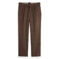 Снимка на SCOTCH&SODA MEN'S YARN-DYED WOOL BLEND RELAXED STRAIGHT PLEATED CHINO IN DARK BROWN 1