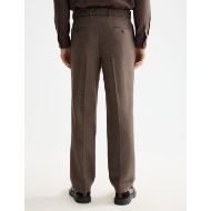 Снимка на SCOTCH&SODA MEN'S YARN-DYED WOOL BLEND RELAXED STRAIGHT PLEATED CHINO IN DARK BROWN 5